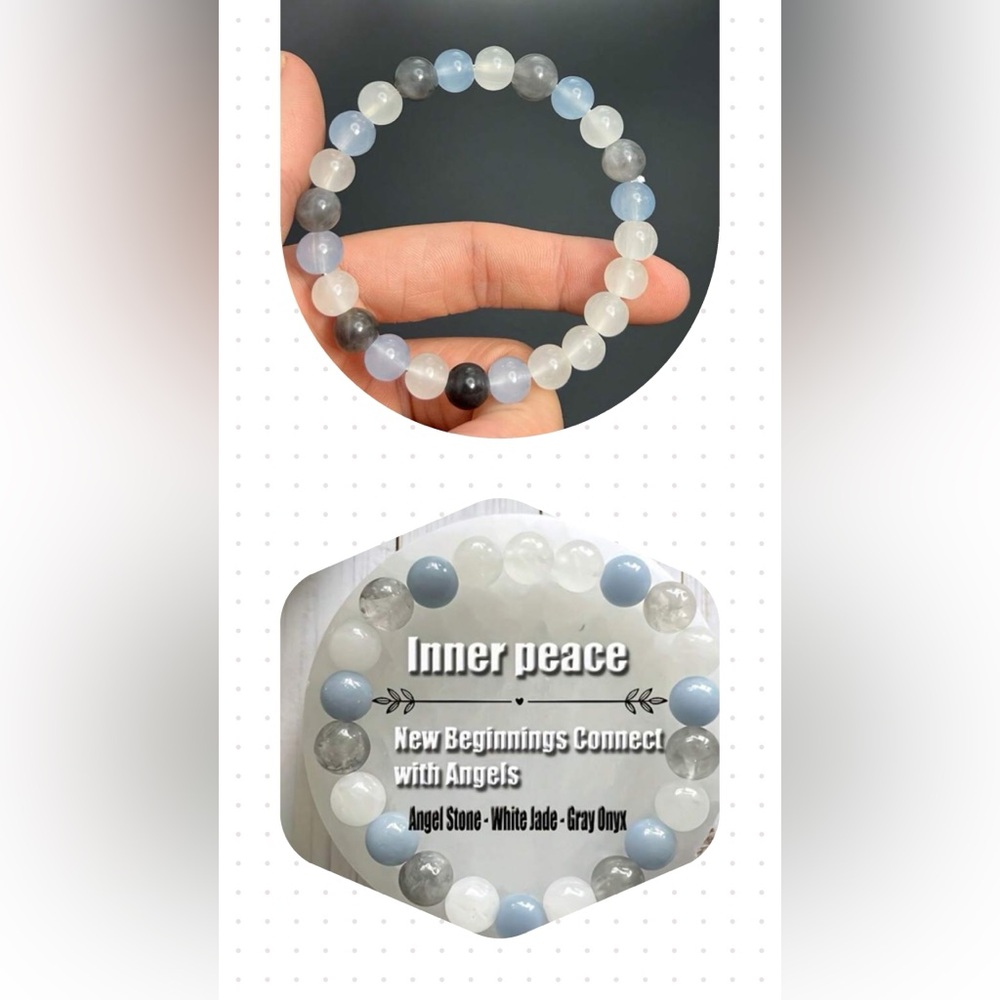 2pcs Inner peace Angelite crystal bracelet